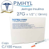 Jeringa Insulina Nipro 1ml Con aguja 27G x 13mm Caja C/100 Pzas | PMHYL