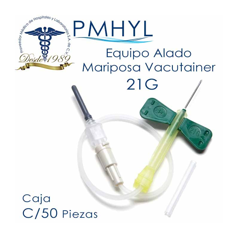 Mariposa Equipo Alado Vacutainer Verde 21G  Mangera de 7" Ref: 367287 BD  | PMHYL