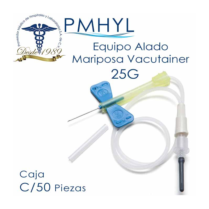 Mariposa Equipo Alado Vacutainer Azul 25G  Mangera de 7" Ref: 367294 Caja C/50 Pzas BD | PMHYL