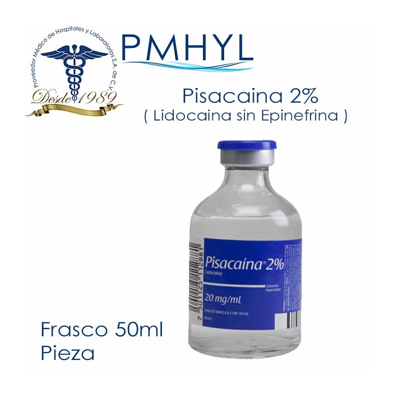 Pisacaina 2% ( lidocaína ) sin Epinefrina Mca. Pisa Frasco 50ml | PMHYL